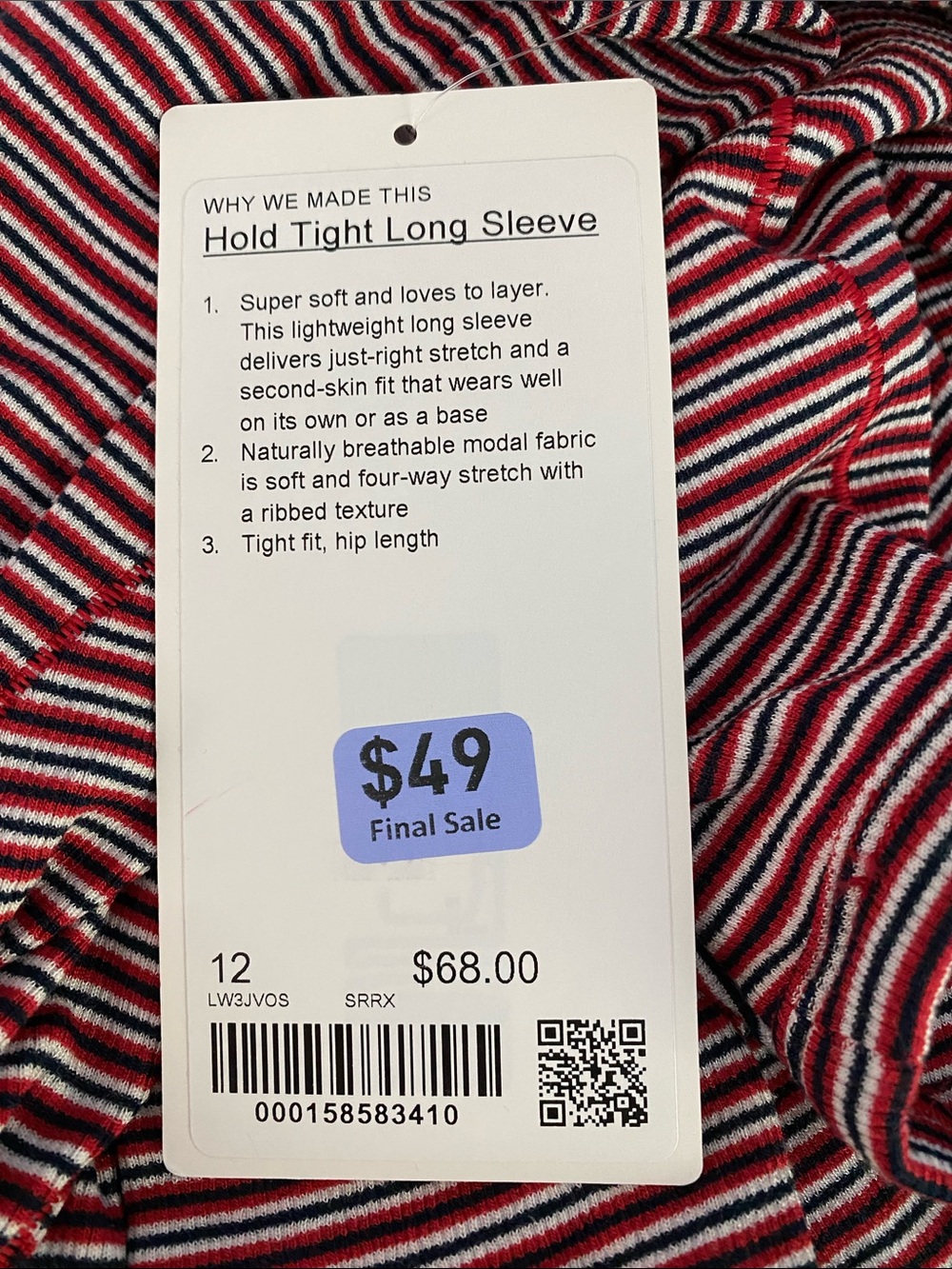 Lululemon - Hold Tight Long Sleeve - Size 12 - NWT - Picture 6 of 8